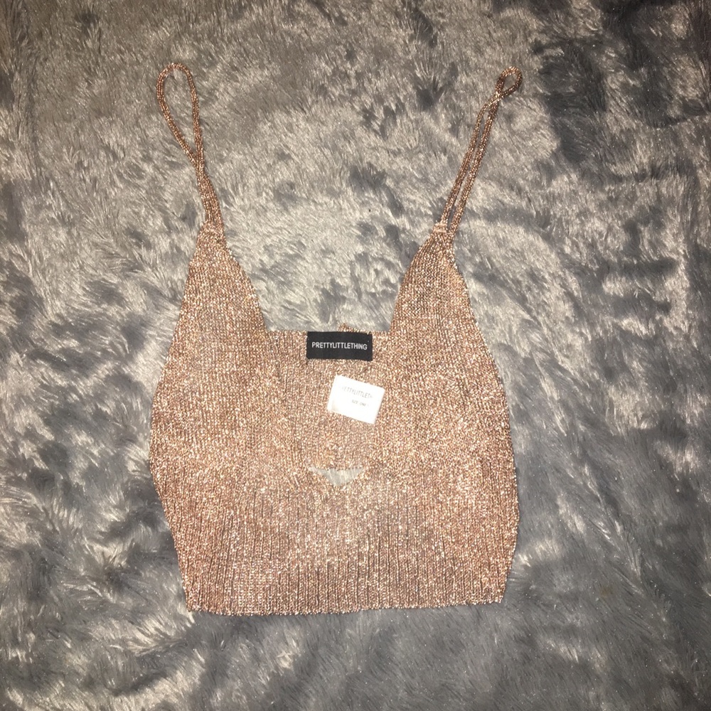 Shiny Rose gold crop top